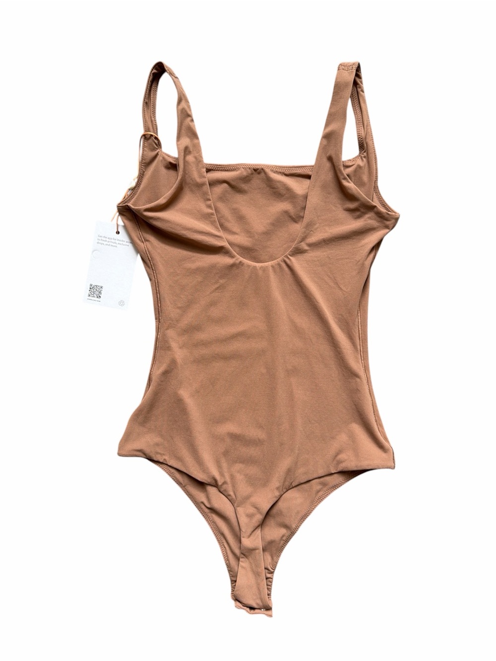 Quince Second Skin Square Neck Tank Bodysuit Mocha XS NWT - Picture 3 of 4